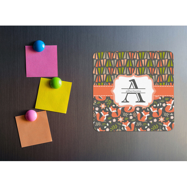Fox Trail Floral Square Fridge Magnet - LIFESTYLE