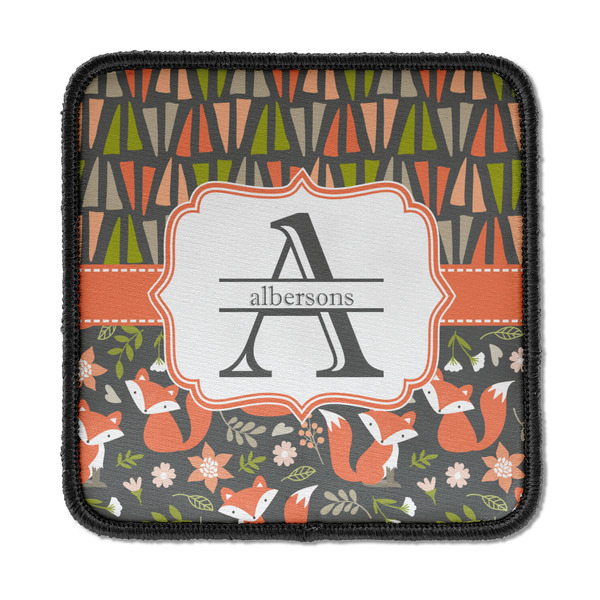 Custom Fox Trail Floral Iron On Square Patch w/ Name and Initial