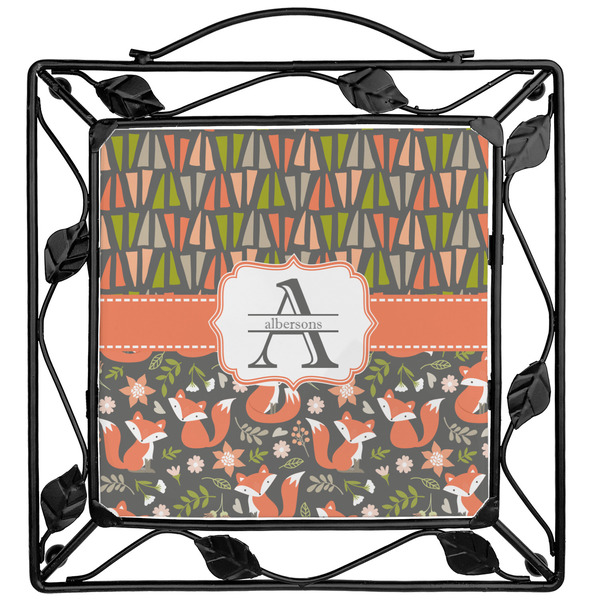 Custom Fox Trail Floral Square Trivet (Personalized)