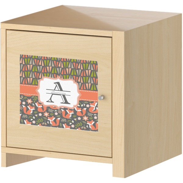 Fox Trail Floral Square Wall Decal on Wooden Cabinet