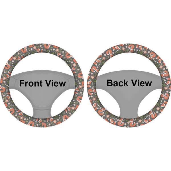Fox Trail Floral Steering Wheel Cover- Front and Back