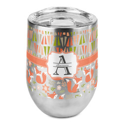 Fox Trail Floral Stemless Wine Tumbler - Full Print (Personalized)