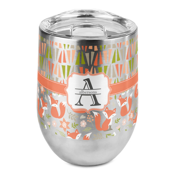 Custom Fox Trail Floral Stemless Wine Tumbler - Full Print (Personalized)