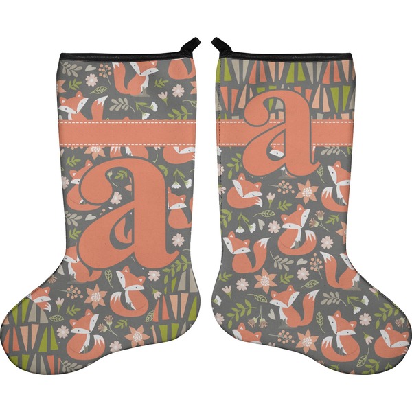Custom Fox Trail Floral Holiday Stocking - Double-Sided - Neoprene (Personalized)