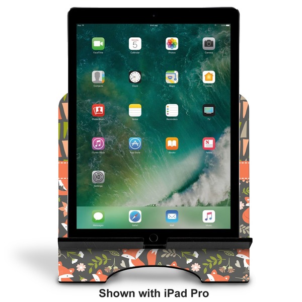 Fox Trail Floral Stylized Tablet Stand - Front with ipad