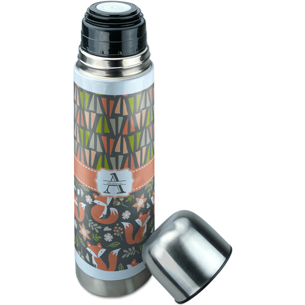 Fox Trail Floral Thermos - Lid Off