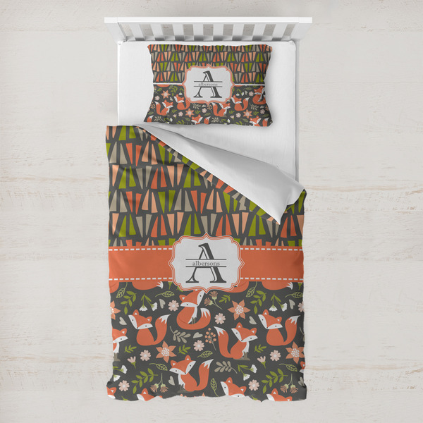 Custom Fox Trail Floral Toddler Bedding Set - With Pillowcase (Personalized)