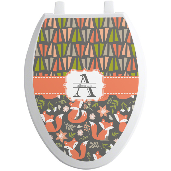 Custom Fox Trail Floral Toilet Seat Decal - Elongated (Personalized)