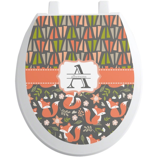 Custom Fox Trail Floral Toilet Seat Decal (Personalized)