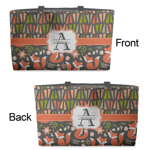 Fox Trail Floral Tote w/Black Handles - Front & Back Views