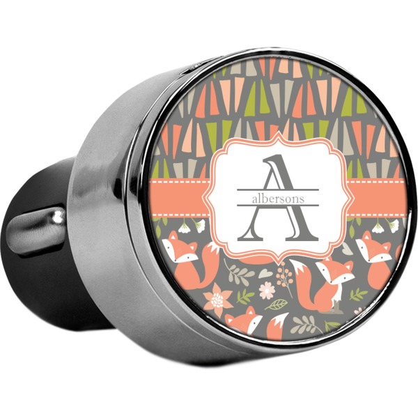 Custom Fox Trail Floral USB Car Charger (Personalized)