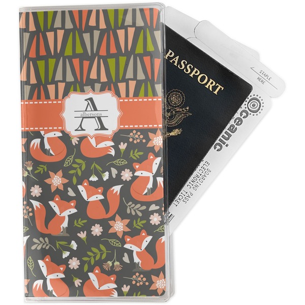 Custom Fox Trail Floral Travel Document Holder
