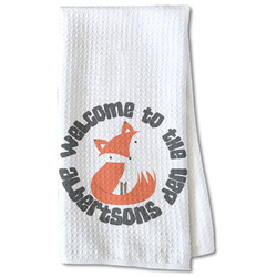 Fox Trail Floral Kitchen Towel - Waffle Weave - Partial Print (Personalized)