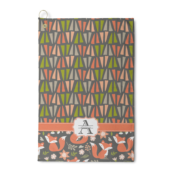 Custom Fox Trail Floral Waffle Weave Golf Towel (Personalized)