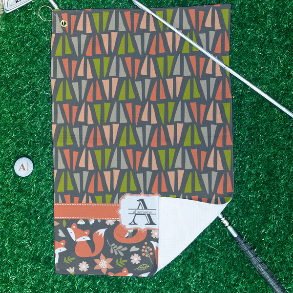 Fox Trail Floral Waffle Weave Golf Towel - In Context