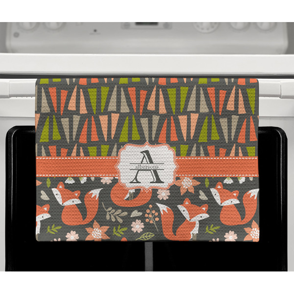 Fox Trail Floral Waffle Weave Towel - Full Color Print - Lifestyle2 Image