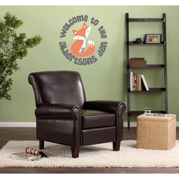 Fox Trail Floral Wall Graphic on Living Room Wall