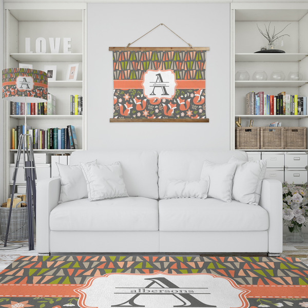 Fox Trail Floral Wall Hanging Tapestry - IN CONTEXT