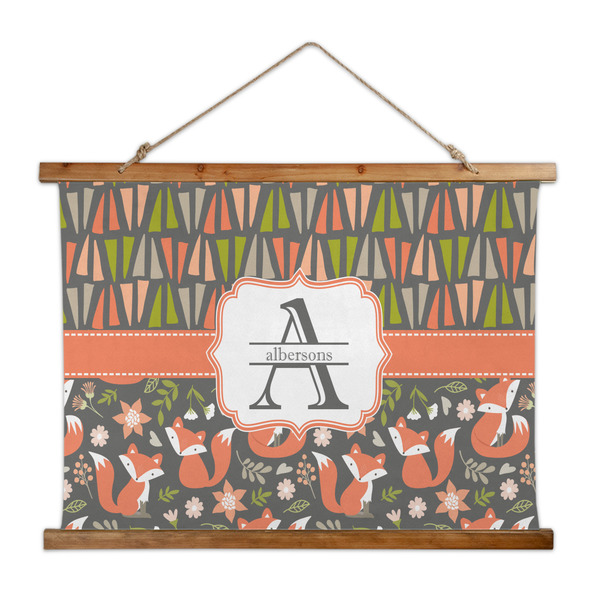 Custom Fox Trail Floral Wall Hanging Tapestry - Wide (Personalized)