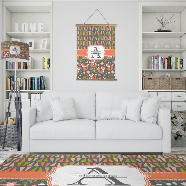 Fox Trail Floral Wall Hanging Tapestry - Portrait - IN CONTEXT