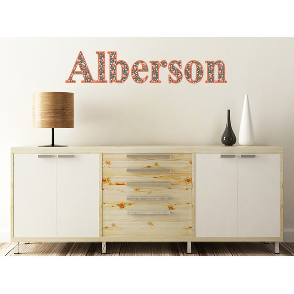 Fox Trail Floral Wall Name Decal On Wooden Desk