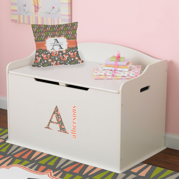 Fox Trail Floral Wall Name & Initial Small on Toy Chest