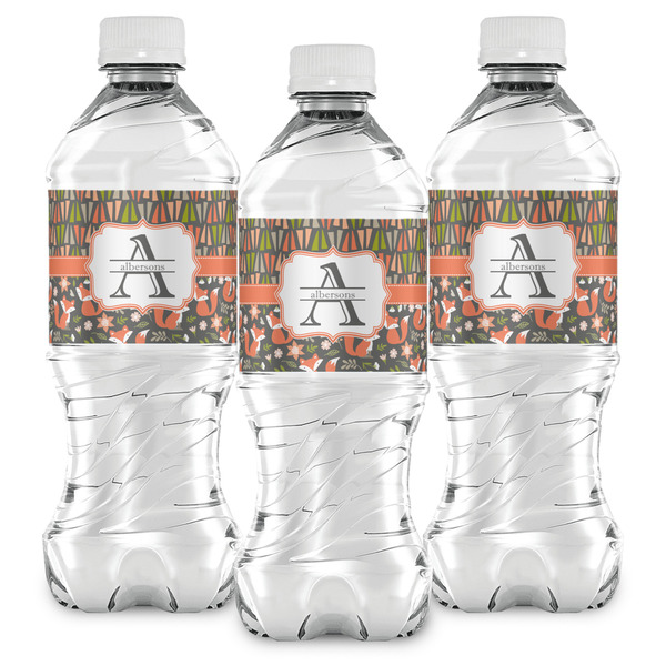Fox Trail Floral Water Bottle Labels - Front View