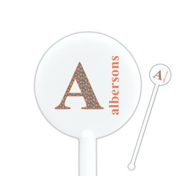 Fox Trail Floral 5.5" Round Plastic Stir Sticks - White - Double Sided (Personalized)