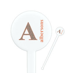 Fox Trail Floral 7" Round Plastic Stir Sticks - White - Double Sided (Personalized)