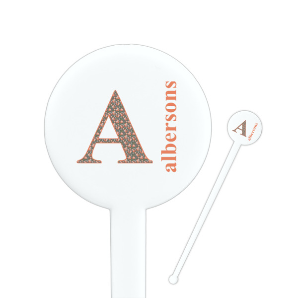 Custom Fox Trail Floral Round Plastic Stir Sticks (Personalized)