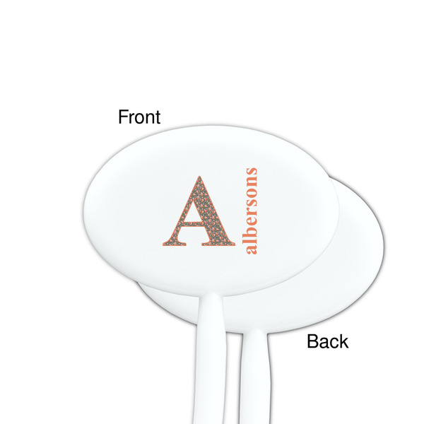 Fox Trail Floral White Plastic 7" Stir Stick - Single Sided - Oval - Front & Back