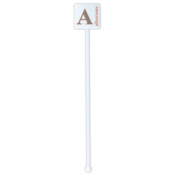 Fox Trail Floral White Plastic Stir Stick - Double Sided - Square - Single Stick
