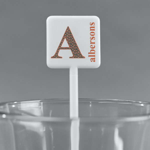 Fox Trail Floral White Plastic Stir Stick - Square - Main