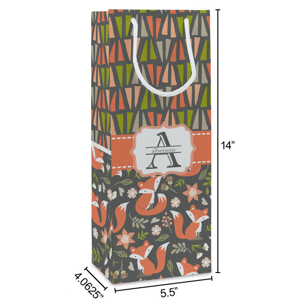 Fox Trail Floral Wine Gift Bag - Dimensions