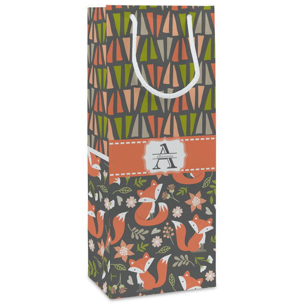 Custom Fox Trail Floral Wine Gift Bags - Gloss (Personalized)