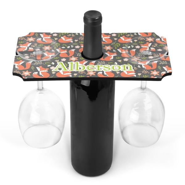Custom Fox Trail Floral Wine Bottle & Glass Holder (Personalized)