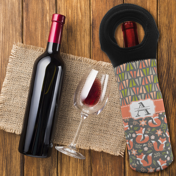Fox Trail Floral Wine Tote Bag - FLATLAY