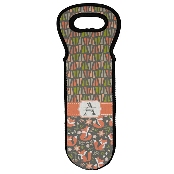 Custom Fox Trail Floral Wine Tote Bag (Personalized)