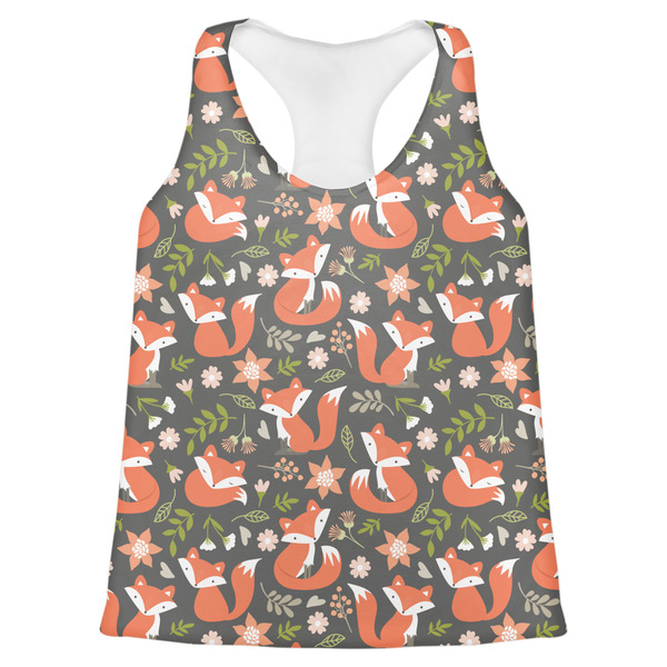 Custom Fox Trail Floral Womens Racerback Tank Top - X Large