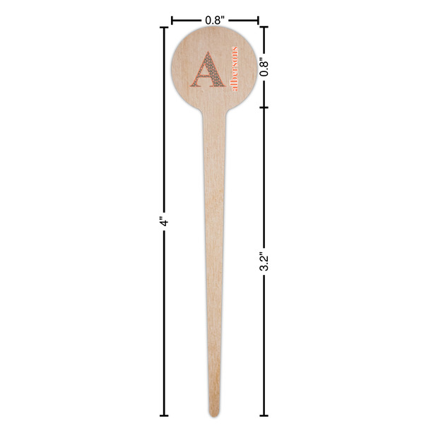 Fox Trail Floral Wooden 4" Food Pick - Round - Dimensions