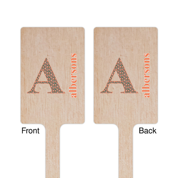 Fox Trail Floral Wooden 6.25" Stir Stick - Rectangular - Double Sided - Front & Back