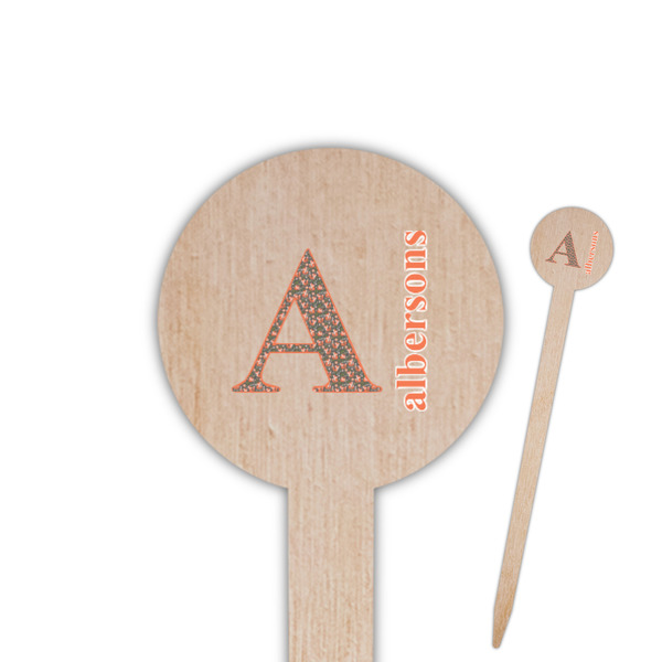 Custom Fox Trail Floral 6" Round Wooden Food Picks - Single Sided (Personalized)
