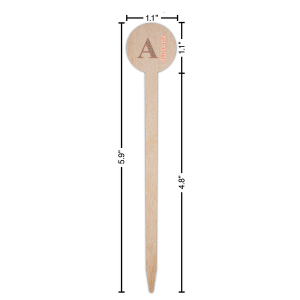 Fox Trail Floral Wooden 6" Food Pick - Round - Dimensions