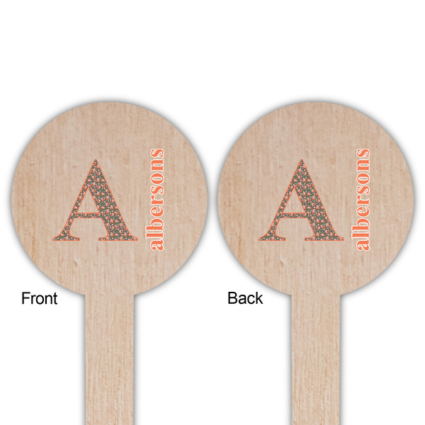 Fox Trail Floral Wooden 6" Food Pick - Round - Double Sided - Front & Back