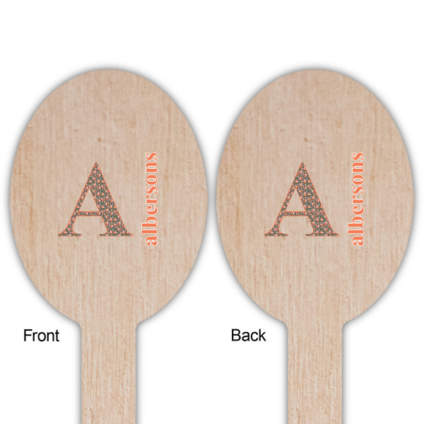 Fox Trail Floral Wooden Food Pick - Oval - Double Sided - Front & Back