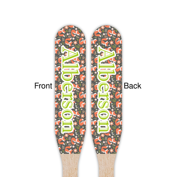 Fox Trail Floral Wooden Food Pick - Paddle - Double Sided - Front & Back