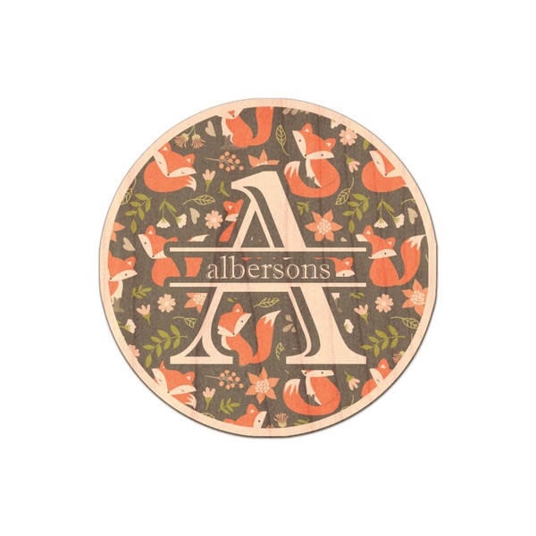 Custom Fox Trail Floral Genuine Maple or Cherry Wood Sticker (Personalized)