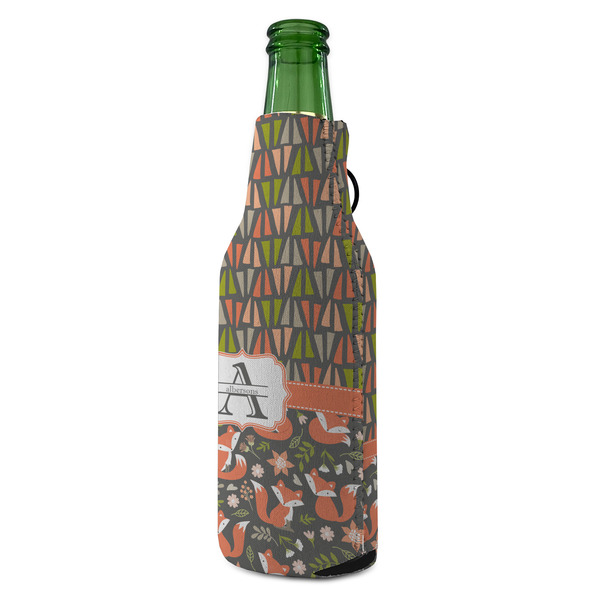 Fox Trail Floral Zipper Bottle Cooler - ANGLE (bottle)