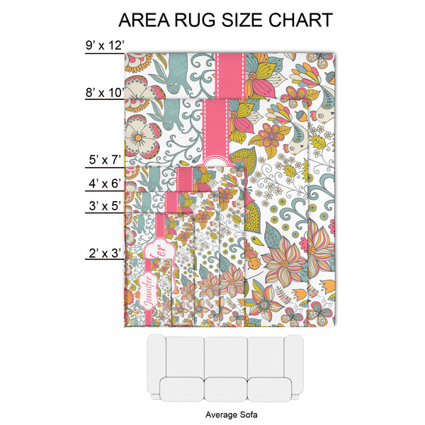 Wild Garden 2'x3' Indoor Area Rugs - Size Chart