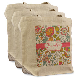 Wild Garden Reusable Cotton Grocery Bags - Set of 3 (Personalized)